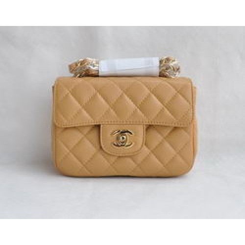 Geantă Chanel Classic Apricot Lambskin Golden Chain Matlasată cu Clapă 1115