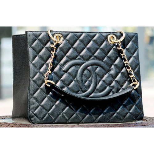 Geantă Chanel Classic Coco neagră cu GST Cannage Pattern A50995 aurie