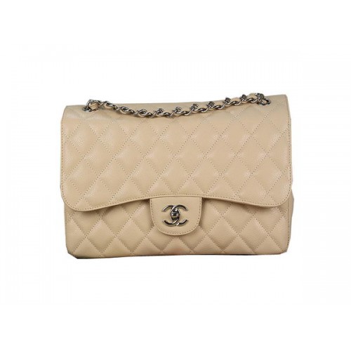 Geantă Chanel Classic Flap 1113 Apricot Original Cannage Pattern Piele Argintie