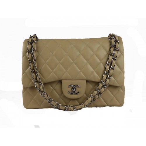 Geantă Chanel Classic Flap 1113 Apricot Original Sheepskin Leather Silver