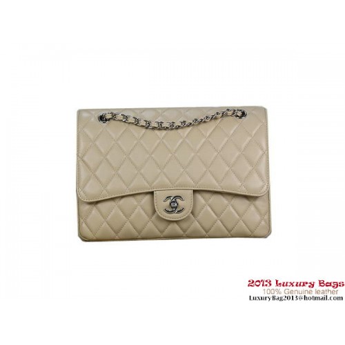 Geantă Chanel Classic Flap 1113 Caisă din piele de oaie argintie