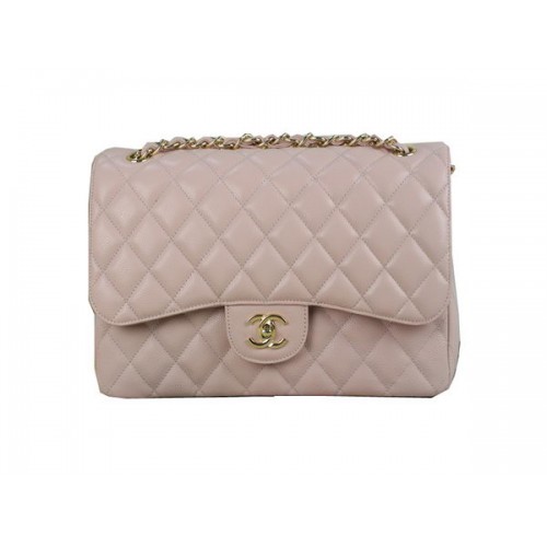 Geantă Chanel Classic Flap 1113 roz deschis, model original Cannage, piele, auriu
