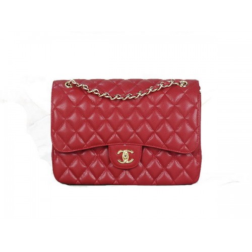 Geantă Chanel Classic Flap 1113 Roșie Originală Model Cannage Piele Aurie