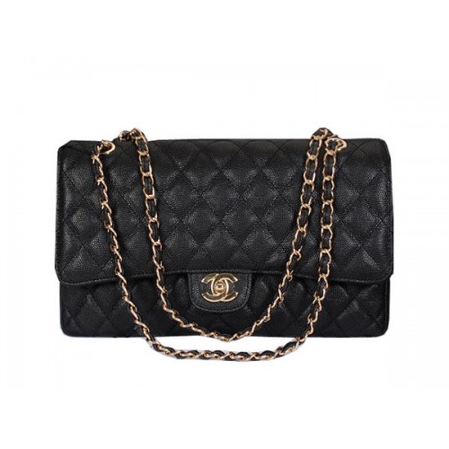 Geantă Chanel Classic Flap 1119 Negru Model Cannage Piele Auriu