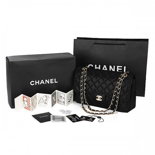 Geantă Chanel Classic Flap Series 2.55 din piele naturală CHA1112 Negru