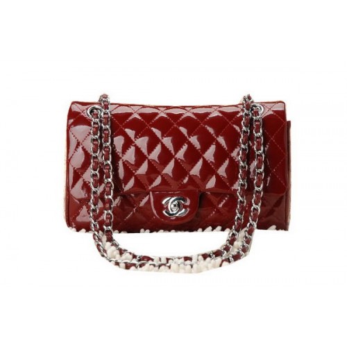 Geantă Chanel Classic Flap Series 2.55 din piele lăcuită CHA1112 Burgundy