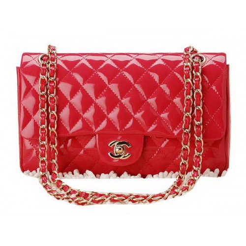Geantă Chanel Classic Flap Series 2.55 din piele lăcuită CHA1112 Piersică