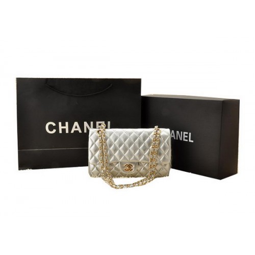Geantă Chanel Classic Flap Series 2.55 din piele de oaie CHA1112 argintie