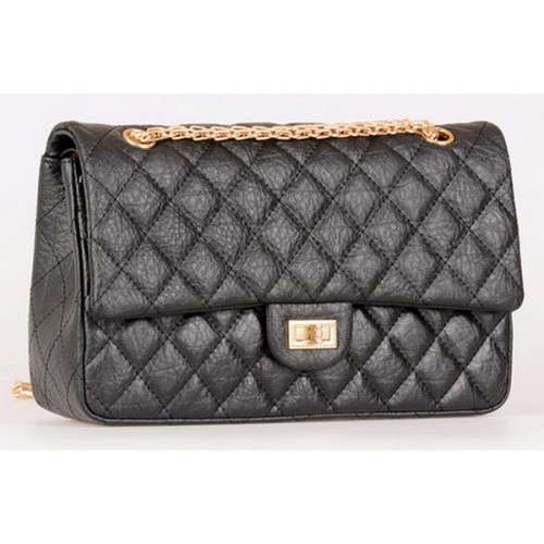 Geantă Chanel Classic Flap neagră din piele de vițel A30226 aurie