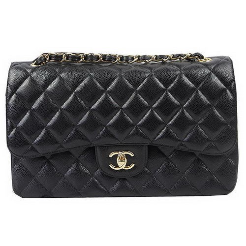 Geantă Chanel Classic Flap Black Cannage Pattern CF1113 Gold