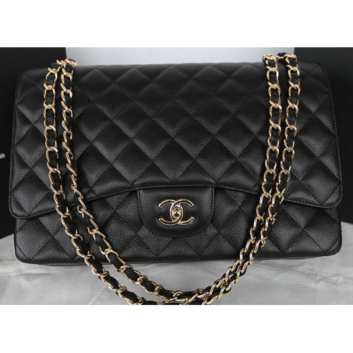 Geantă Chanel Classic Flap Black Original Cannage Pattern CFA1116 Gold