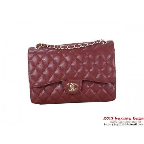 Geantă Chanel Classic Flap Bordeaux cu modele originale Cannage din piele aurie