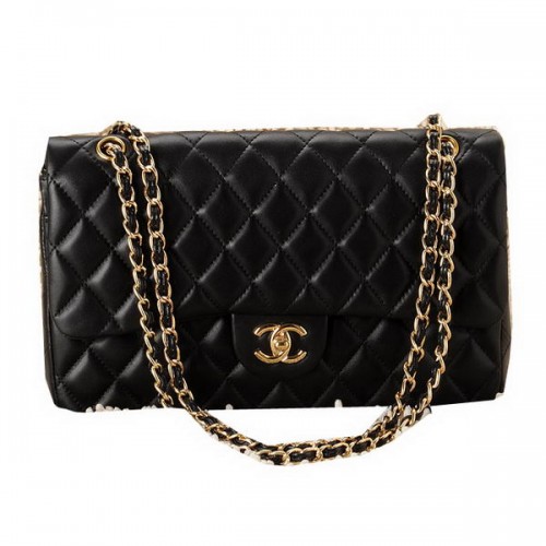 Geantă Chanel Classic Flap CHA1113 Piele de oaie neagră