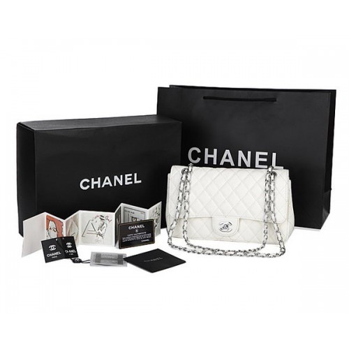 Geantă Chanel Classic Flap Pattern Cannage CHA1113 Albă