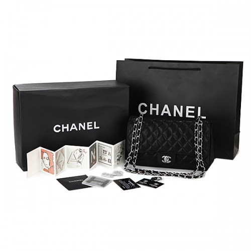 Geantă Chanel Classic Flap Leather CHA1113 Negru