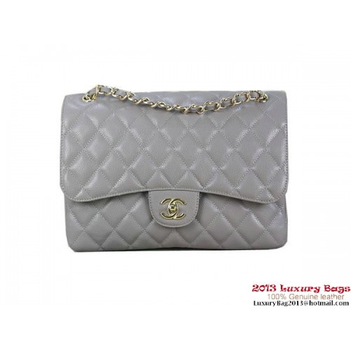 Geantă Chanel Classic Flap, gri, modele originale Cannage, piele, auriu