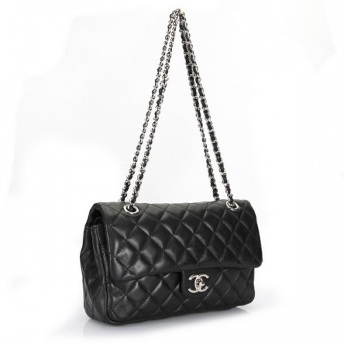 Geantă Chanel Classic Flap din piele originală A1112 neagră