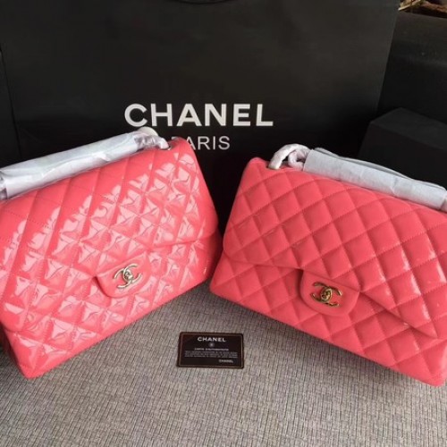 Geantă Chanel Classic Flap din piele originală A1113 roz