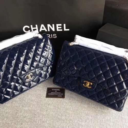 Geantă Chanel Classic Flap din piele originală A1113 Royal