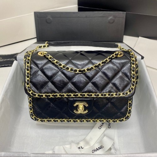Geantă Chanel Classic Flap din piele de oaie originală 3366 neagră și metal auriu