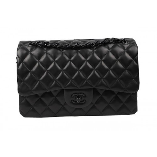 Geantă Chanel Classic Flap din piele de oaie originală A1113 Negru