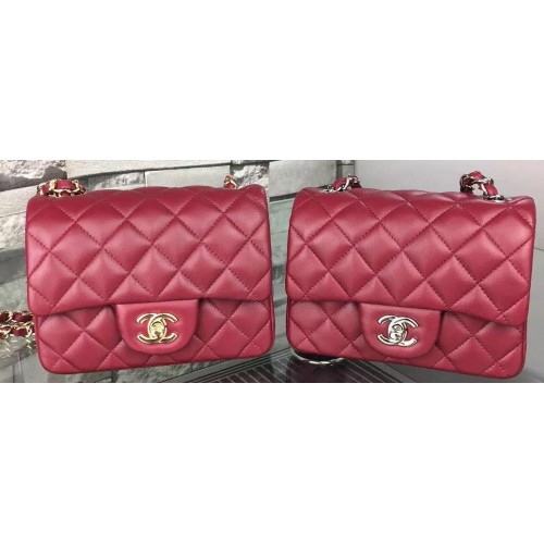 Geantă Chanel Classic Flap, piele de oaie originală A5171, culoare vișinie