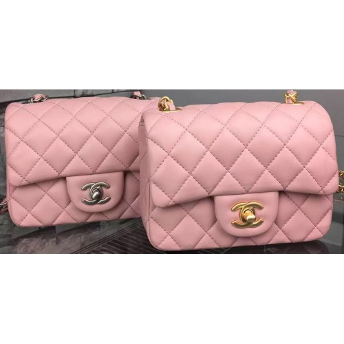 Geantă Chanel Classic Flap din piele de oaie originală A5171 roz