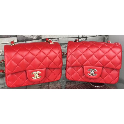 Geantă Chanel Classic Flap din piele de oaie originală A5171 Roșie