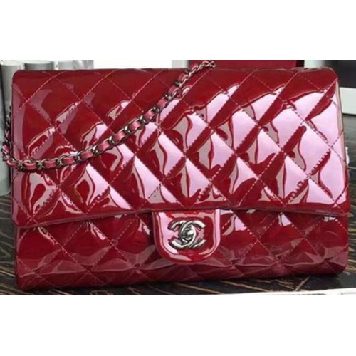 Geantă Chanel Classic Flap din piele lăcuită A66465 Burgundy