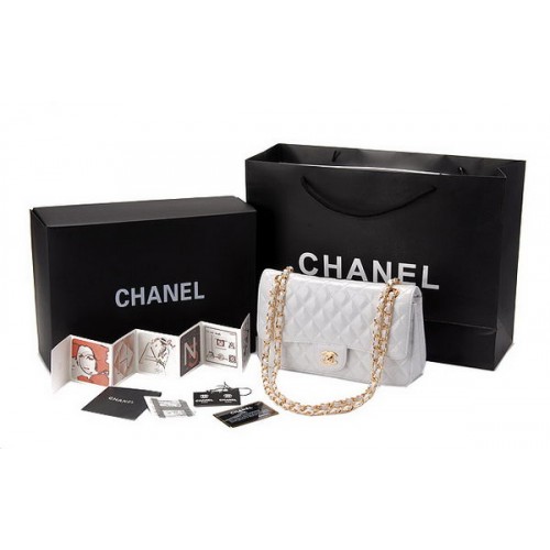 Geantă Chanel Classic Flap din piele patentată CHA1113 Alb