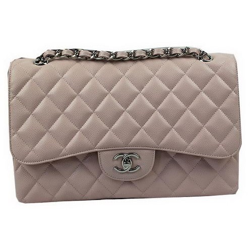Geantă Chanel Classic Flap roz model Cannage CF1113 argintie