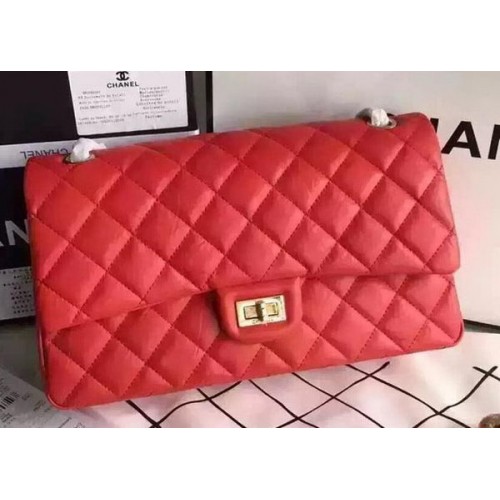 Geantă Chanel Classic Flap Roșie din piele originală CHA8575 Auriu