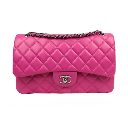 Geantă Chanel Classic Flap Rose Original Leather CF1113 Argintie