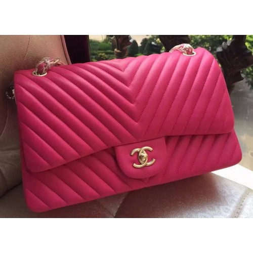 Geantă Chanel Classic Flap Rose Sheepskin Chevron Quilting A1113 Auriu
