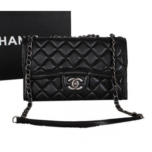 Geantă Chanel Classic Flap din piele de oaie A66331 Negru