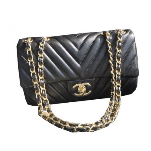 Geantă Chanel Classic Flap din piele de oaie A92516 Negru