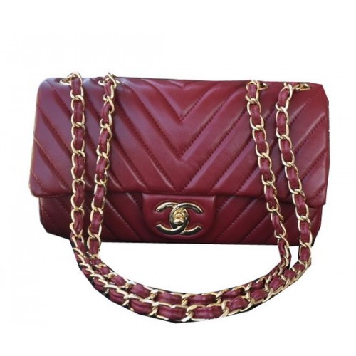 Geantă Chanel Classic Flap din piele de oaie A92516 Burgundy
