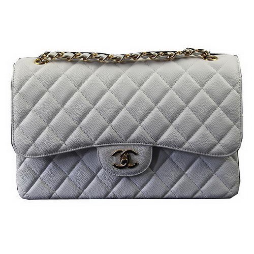 Geantă Chanel Classic Flap White Cannage Pattern CF1113 Gold