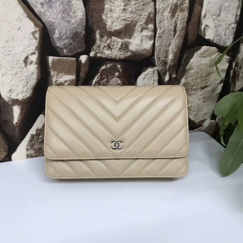 Genți Chanel Classic Flap, piele de oaie originală Camel, argintiu 33815