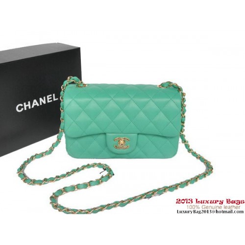 Genți Chanel Classic Flap Green Original Sheepskin Leather A1116 Gold