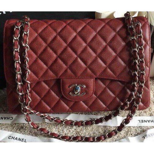 Genți Chanel Classic Flap Leather Original Caviar A1113 Burgundy