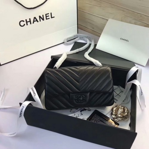 Genți Chanel Classic Flap din piele de oaie originală 1116 Negru