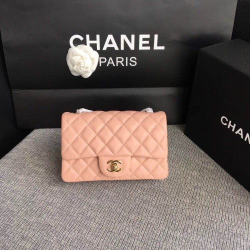 Genți Chanel Classic Flap, piele de oaie originală, roșii, 1116 roz