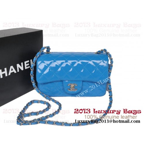 Genți Chanel Classic Flap, piele naturală originală, culoare SkyBlue, A1116, argintiu