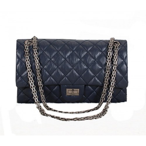 Genți de umăr Chanel Classic Flap A226 Albastru piele de oaie argintiu