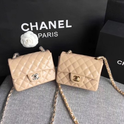 Geantă Chanel Classic Flap mini din piele originală A1115 Caisă