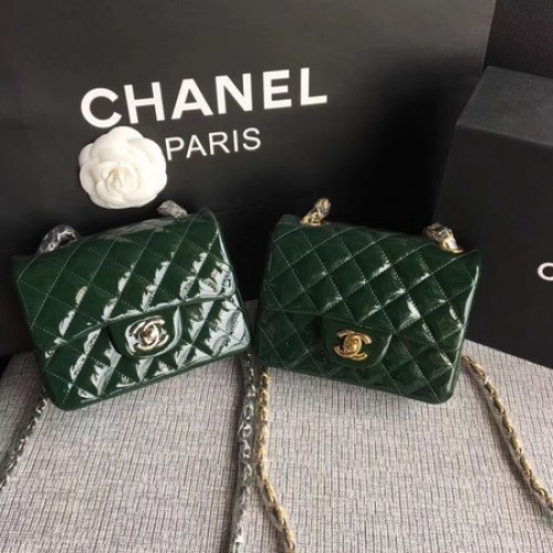 Geantă Chanel Classic Flap mini din piele originală A1115 verde