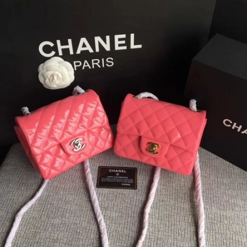 Geantă Chanel Classic Flap mini din piele originală A1115 roz