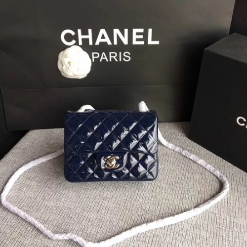 Geantă Chanel Classic Flap mini din piele originală A1115 Royal