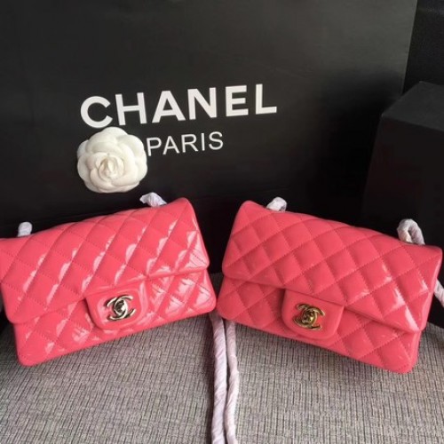 Geantă Chanel Classic Flap mini din piele originală A1117 roz
